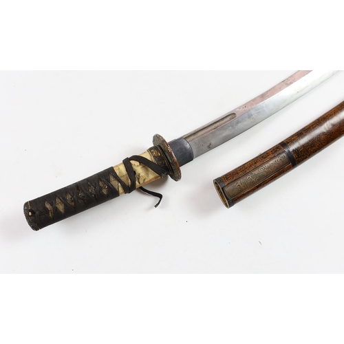 35 - A Japanese wakizashi, the tang signed Yoshitake, the 54.5cm blade inscribed to the tang, Izumo Daij... 