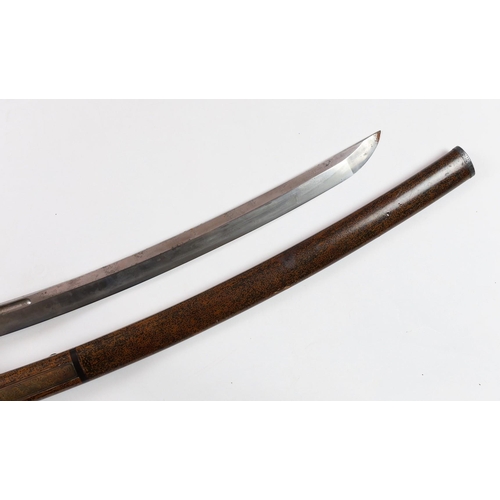 35 - A Japanese wakizashi, the tang signed Yoshitake, the 54.5cm blade inscribed to the tang, Izumo Daij... 