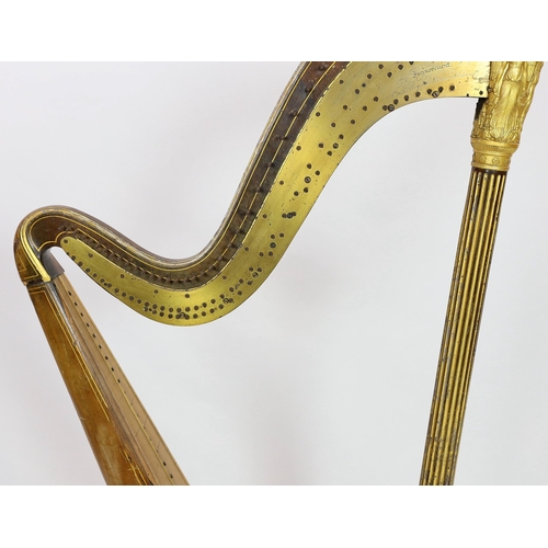 40 - A mid 19th century J.Schwieso giltwood, satinwood and rosewood 'Grecian' concert harp, with brass pl... 