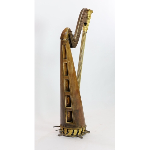 40 - A mid 19th century J.Schwieso giltwood, satinwood and rosewood 'Grecian' concert harp, with brass pl... 