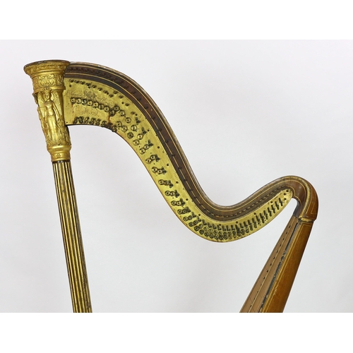 40 - A mid 19th century J.Schwieso giltwood, satinwood and rosewood 'Grecian' concert harp, with brass pl... 