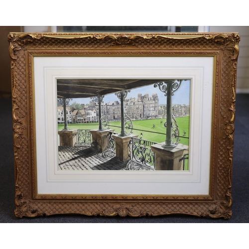 403 - § § Kenneth Reed (Contemporary British) 'The Balcony, R & A Clubhouse, St Andrews'ink and watercolou... 