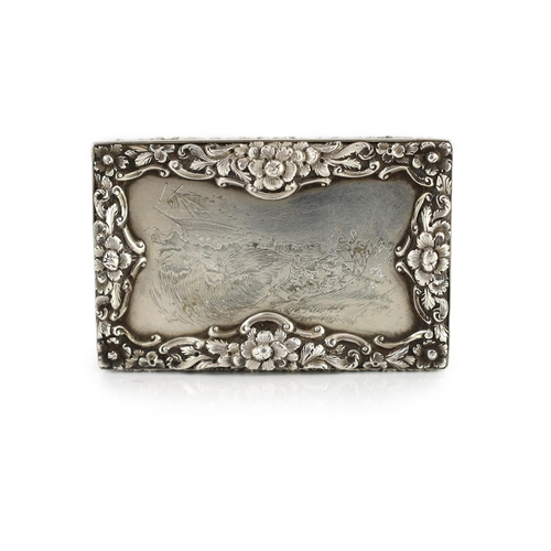 432 - An unusual early Victorian silver rectangular snuff box, commemorating Grace Darling, engraved with ... 