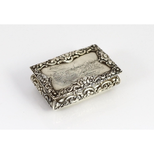 432 - An unusual early Victorian silver rectangular snuff box, commemorating Grace Darling, engraved with ... 