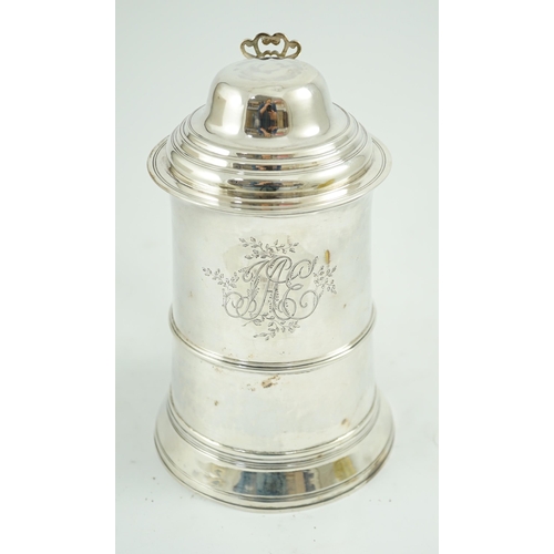 433 - A large George III silver tankard, by George Smith II and Thomas Hayter, with later? engraved monogr... 