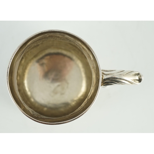 437 - A George II silver baluster mug, later embossed with continuous hunting scene, Richard Gosling, Lond... 