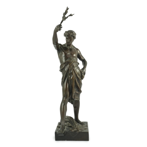 59 - Emile Louis Picault (1833-1915). A French bronze figure 'Per Laborem' modelled as a classical athlet... 