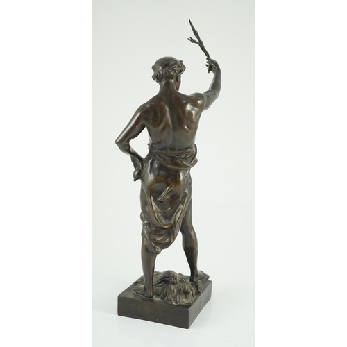 59 - Emile Louis Picault (1833-1915). A French bronze figure 'Per Laborem' modelled as a classical athlet... 