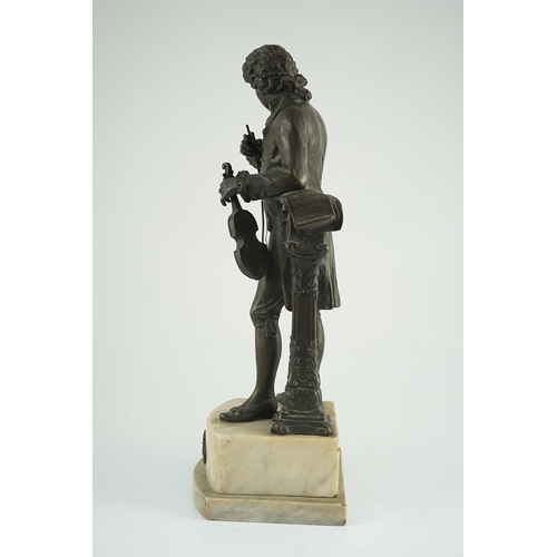 60 - Carl Brose (German, 1880-). An early 20th century bronze figure of Mozart holding a violin, signed i... 