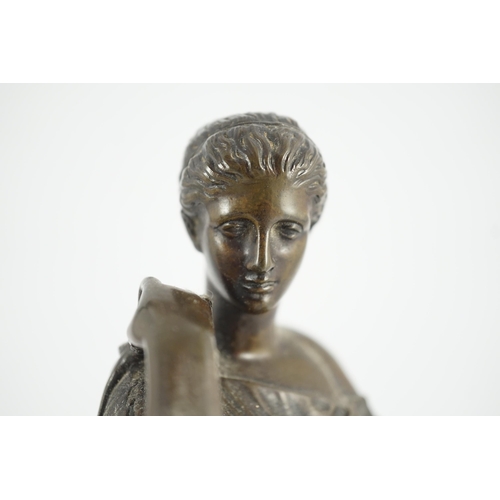 61 - After the antique, a French Reduction Sauvage bronze figure of 'Diana de Gabies', on square plinth, ... 