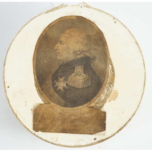 77 - A Louis XVIII glass sulphide portrait plaque, in a gilded porcelain frame, c.1820, the cristallo-cer... 