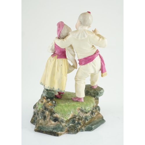 82 - A Höchst porcelain group by Melchior, modelled as a boy and girl wearing fancy dress, c.1770, the fi... 