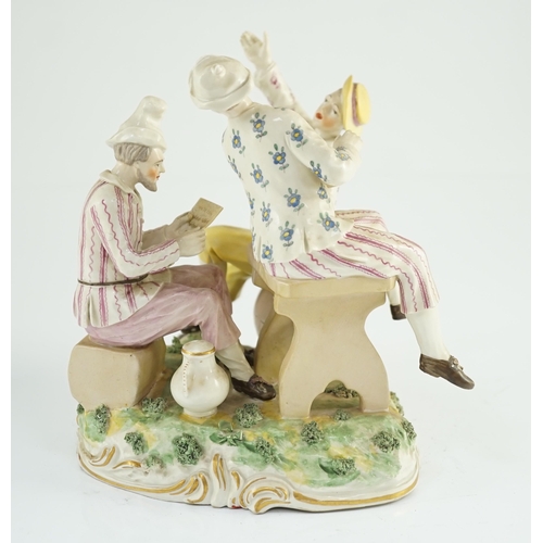 83 - A Frankenthal porcelain group of three carousing men, c.1770-75, modelled by Karl Gottlieb Lück, one... 