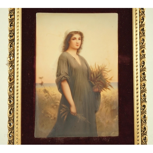 88 - A Continental porcelain plaque, 'Ruth' after Charles Landelle, c.1900, impressed number to reverse ... 