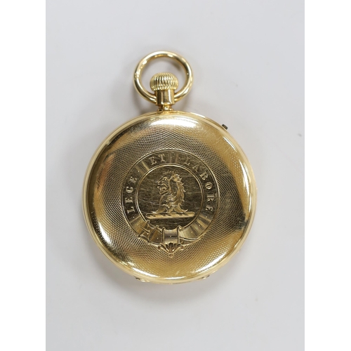 1946 - A late Victorian 18ct gold open face pocket watch, by E.G. Johnson, London, with Roman dial and subs... 