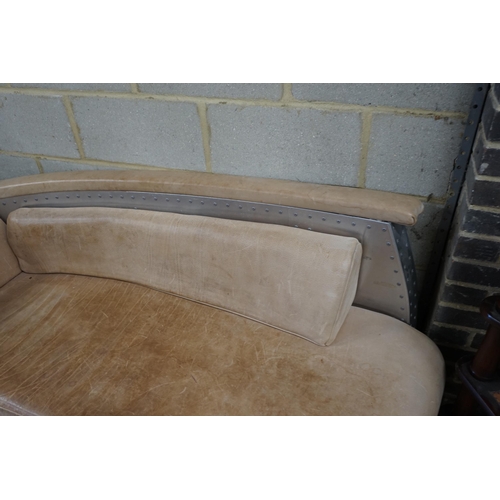 1006 - A Timothy Oulton style aluminium and pale brown leather 'Aviator' day bed, length 200cm, width 76cm,... 