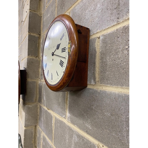 1022 - A Victorian fusee wall dial, (repainted) and a Smiths wall dial (no movement)