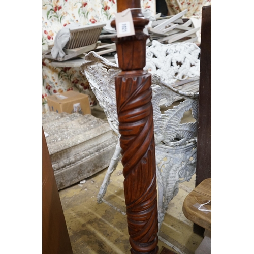 1024 - A Victorian and later oak and mahogany pedestal, height 122cm