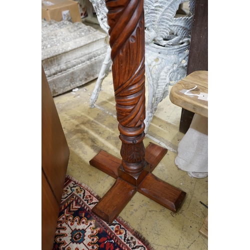 1024 - A Victorian and later oak and mahogany pedestal, height 122cm