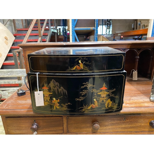 1032 - A 1960's chinoiserie lacquer Pye record player, width 43cm