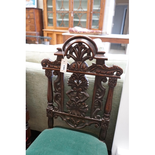 1036 - Two Victorian carved oak and walnut side chairs, larger height 92cm