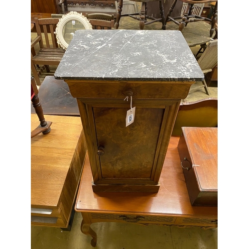 1038 - A 19th century French mahogany marble top bedside cabinet, width 40cm, depth 34cm, height  71cm... 