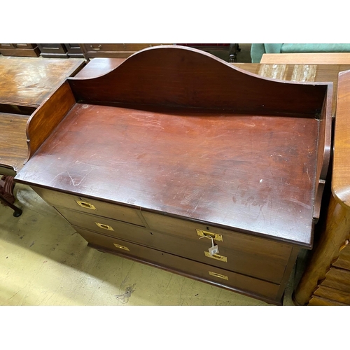 1049 - A Victorian military style mahogany wash stand, width 114cm, depth 54cm, height 109cm