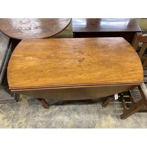 1081 - A 19th century French walnut drop flap table, width 110cm, depth 54cm, height 74cm