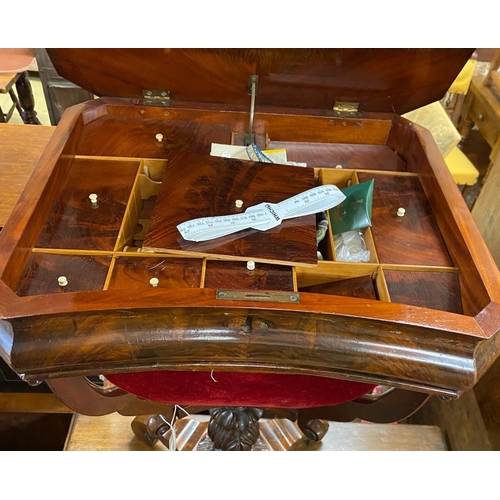 1104 - A 19th century French mahogany work table, width 49cm, depth 39cm, height 73cm