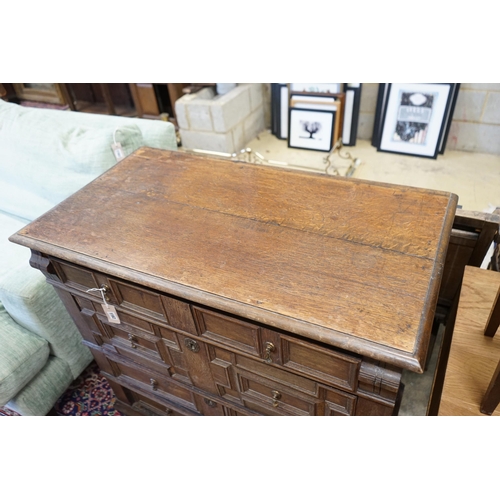 1145 - A late 17th /early 18th century oak chest, width 99cm, depth 54cm, height 95cm