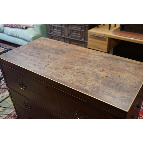 1147 - A George III mahogany secretaire chest, width 102cm, depth 50cm, height 102cm