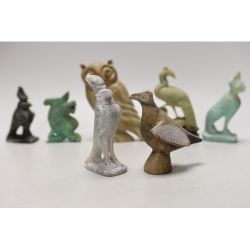 1255 - A group of Chinese, Egyptian hardstone and soapstone carvings