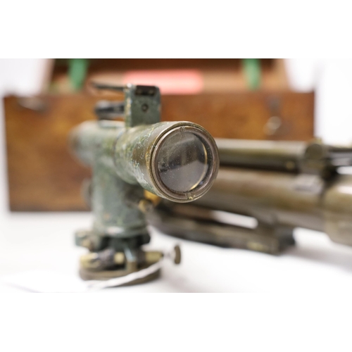 1260 - J. Pallant, Museum Street, a lacquered brass theodolite in mahogany case together with another theod... 