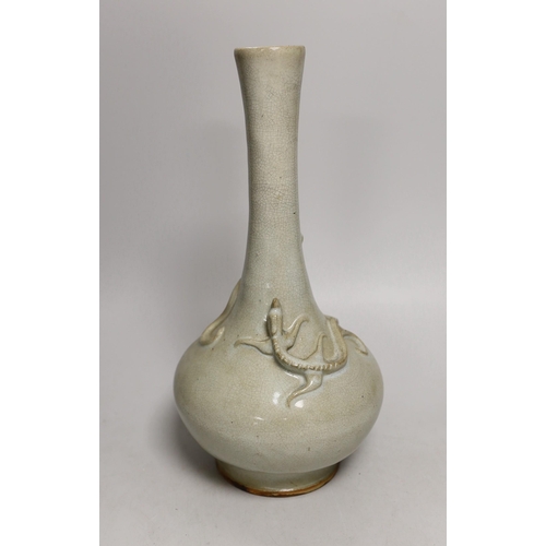 1263 - A Chinese crackle glaze chilong bottle vase, late Qing dynasty, 33cm