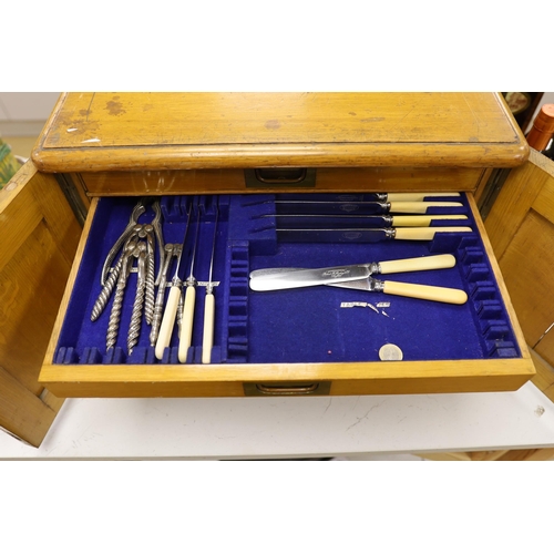 1297 - A Walker & Hall canteen of cutlery with bone insets