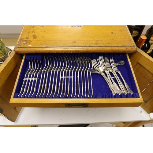 1297 - A Walker & Hall canteen of cutlery with bone insets