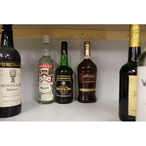 1320 - A selection of spirits, brandies and sherries