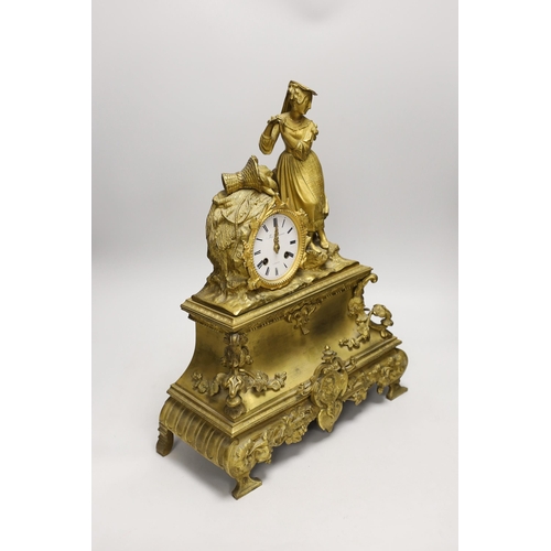 1363 - A 19th-century French ormolu mantel clock. 45cm tall