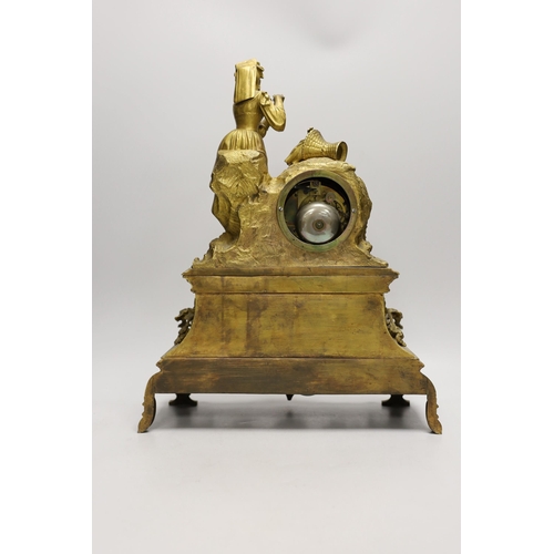 1363 - A 19th-century French ormolu mantel clock. 45cm tall