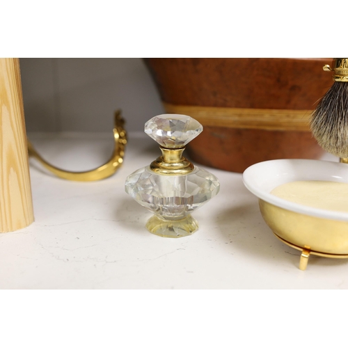 1372 - Harrods gold-plated bathroom fittings, Faberge atomiser, stylish shaving equipment, together with ot... 