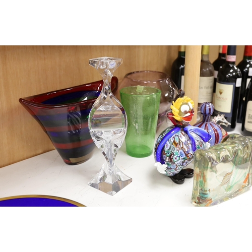 1387 - Mixed Murano and other art glass: including a Murano glass aquarium paperweight, label to base, 15... 