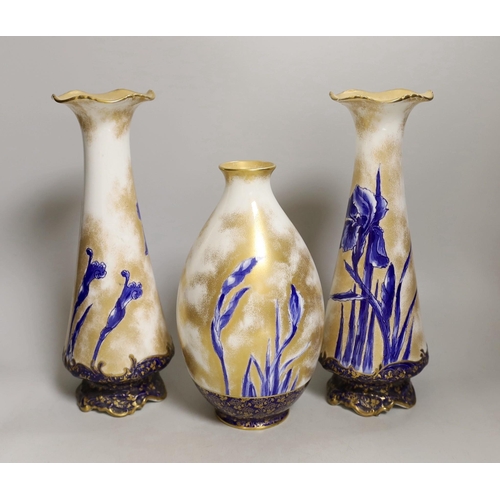 1414 - A pair of Royal Doulton vases and another (3), pair 29cms high