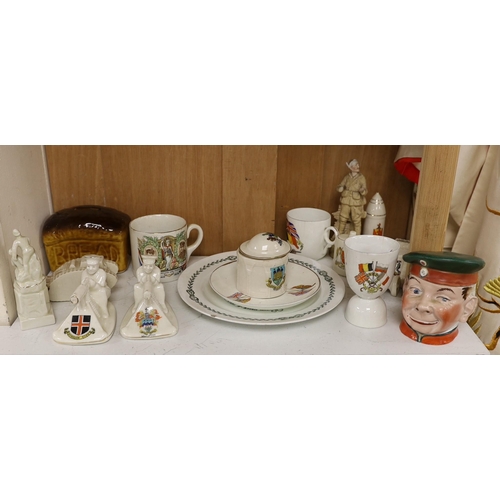 1416 - WWI commemorative ceramics - crested china including two Tommy and his Gun models