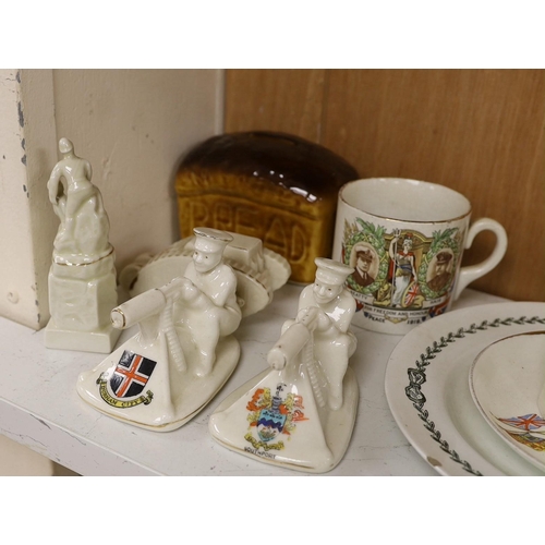 1416 - WWI commemorative ceramics - crested china including two Tommy and his Gun models