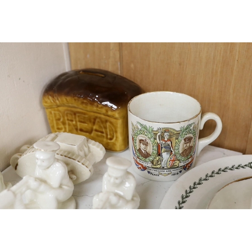 1416 - WWI commemorative ceramics - crested china including two Tommy and his Gun models