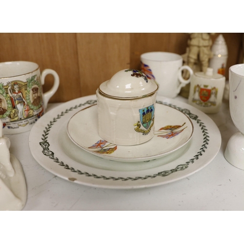 1416 - WWI commemorative ceramics - crested china including two Tommy and his Gun models