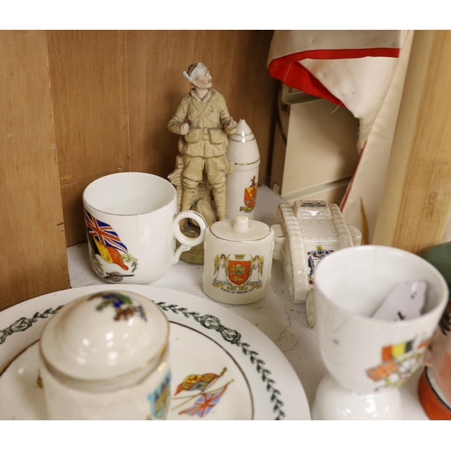 1416 - WWI commemorative ceramics - crested china including two Tommy and his Gun models