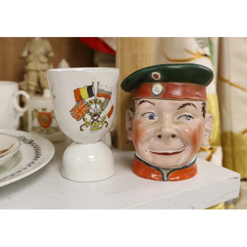 1416 - WWI commemorative ceramics - crested china including two Tommy and his Gun models