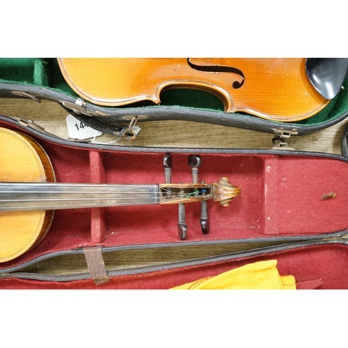 1443 - Two cased double back violins