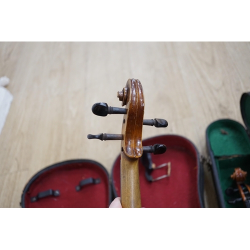 1443 - Two cased double back violins